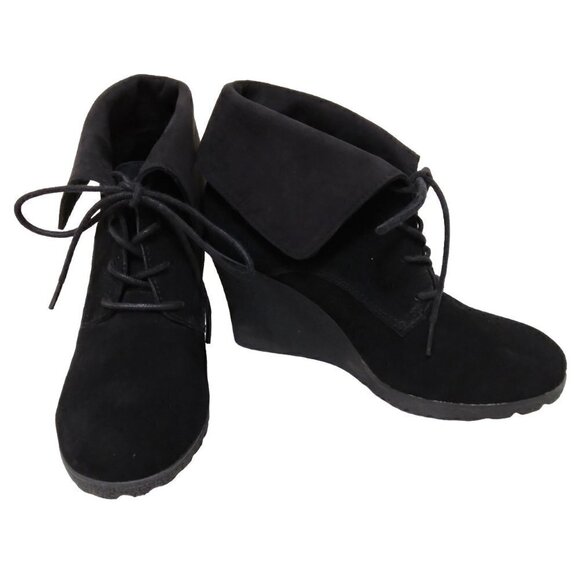Mia | Leather Suede Platform Wedge Lace Up Bootie | Size 8.5 - Picture 1 of 10